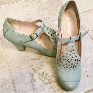 Chelsea Crew blue cutout heels